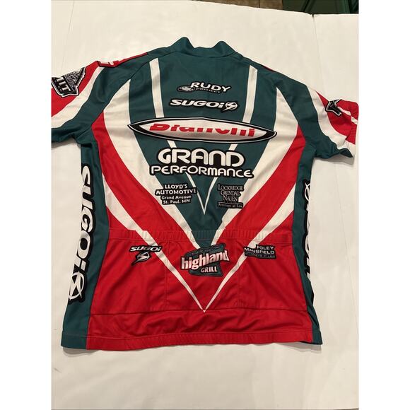 Bianchi Sugoi Men Sz L Short Sleeve Jersey 1/2 Zip Red Green Minnesota Summit - Picture 10 of 12